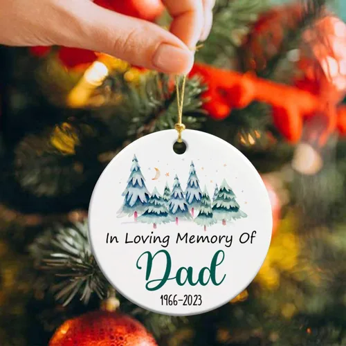 Miniatura 4 de Adorno de cerámica personalizado de Navidad en memoria amorosa de papá, adorno de Navidad personalizado para papá, adorno de recuerdo 2025, regalo