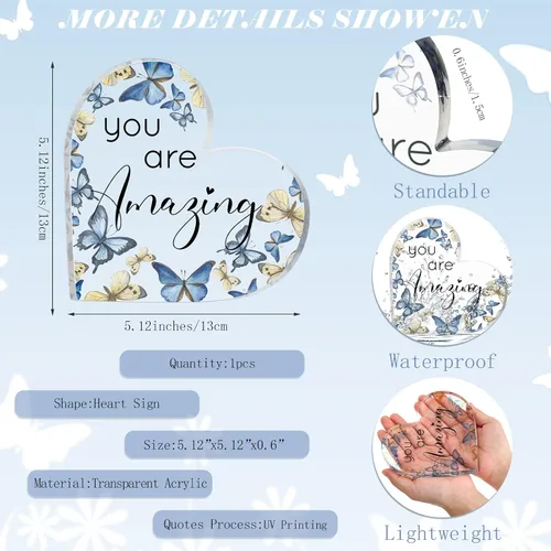 Miniatura 2 de Yulejo Regalo inspirador de mariposa con texto en inglés «You Are Amazing Love» («You Are Amazing») - Letrero motivacional de mariposa, decoración