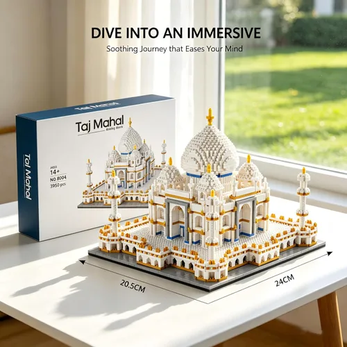 Miniatura 6 de KLMEi Colección de arquitectura: Taj Mahal - Set de construcción, juego de modelo, regalo para niños y adultos, 3950 piezas de mini-microbloques Taj