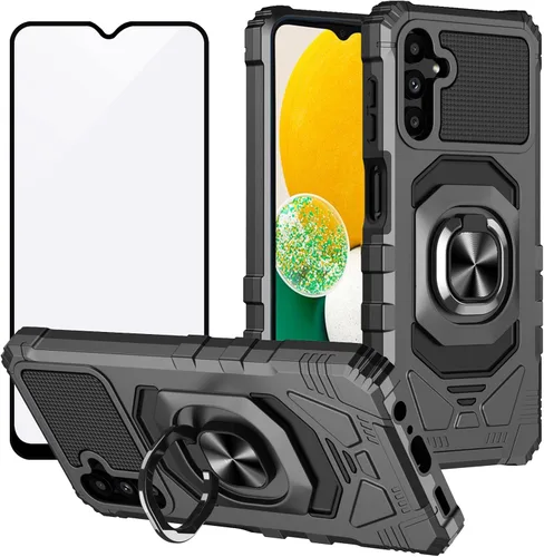 Ailiber Funda para Samsung Galaxy A13, Galaxy A04S con protector de pantalla de vidrio templado, soporte de anillo para montaje magnético de