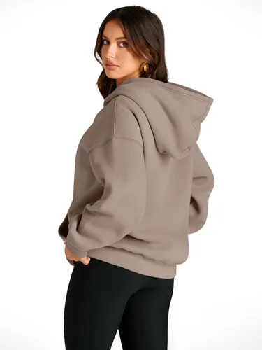 Miniatura 4 de Trendy Queen - Sudaderas extragrandes con capucha para mujer, suéteres de manga larga, sin botones, de vellón, de otoño, ropa de invierno