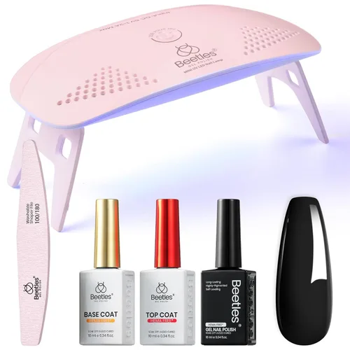 Miniatura 11 de Beetles - Kit de uñas de gel rosa sin HEMA de 0.3 onzas líquidas con luz UV, 5 piezas de esmalte de gel de burbujas rosa claro, kit de manicura