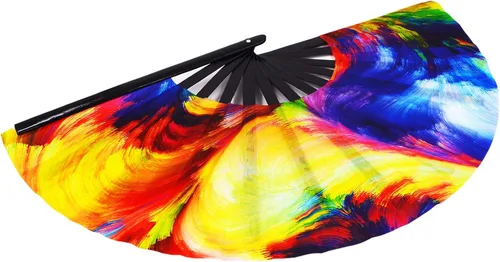 Miniatura 7 de Ventilador de mano plegable grande para hombres y mujeres, ventilador de mano de bambú chinease/japonés, accesorios de festival, decoración de Océano