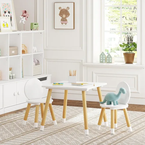 Miniatura 3 de UTEX Juego de mesa para niños con 2 sillas para niños pequeños, niños, niñas, juego de mesa y sillas para niños de 3 piezas, color blanco