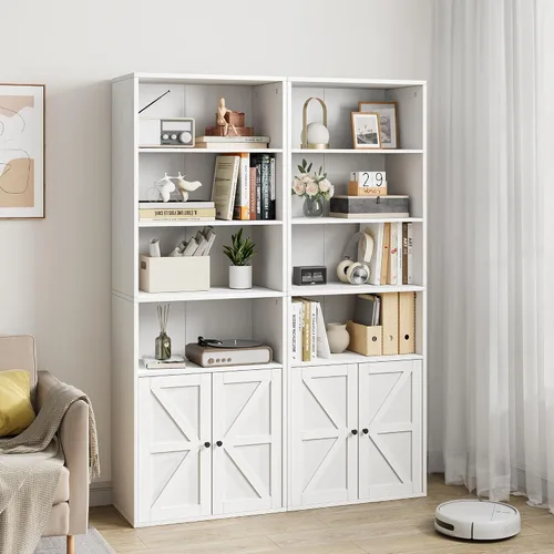 Miniatura 10 de IDEALHOUSE Estantería industrial con puertas de 11.8 pulgadas de profundidad, estantes de almacenamiento de 71.4 pulgadas de alto, estanterías