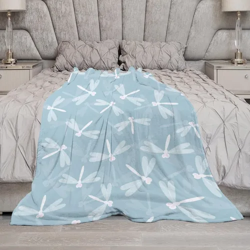 Miniatura 7 de Manta de libélula, suave, mullida y cálida, manta pequeña de 30 x 40 pulgadas para sofá, oficina, manta estética azul, regalos para mujeres
