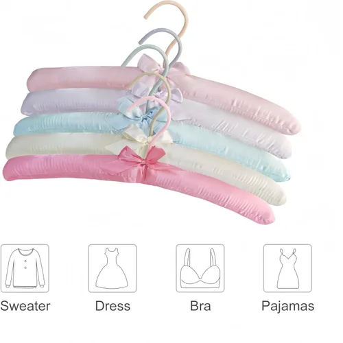 Miniatura 4 de Perchas acolchadas para ropa, colgador de satén, perchas acolchadas para mujer, suéteres (5 unidades)