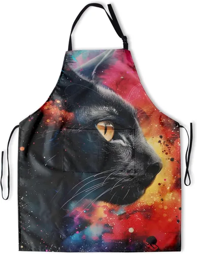 Miniatura 11 de Delantal colorido de poliéster Grooming Delantales con bolsillo para barbacoa Cocina Pintura Adultos German Shepherd