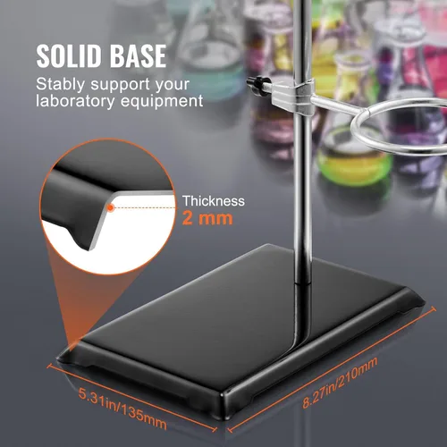 Miniatura 3 de VEVOR Juego de 2 soportes de soporte de laboratorio, soporte de laboratorio de acero con varilla de 23.6 pulgadas y base de hierro fundido de 8.3 x