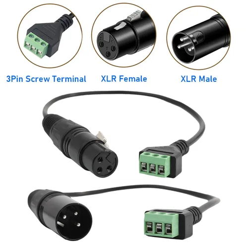 Miniatura 2 de Cable de extensión XLR de tres pines macho/hembra a terminal de 3 pines para altavoces, micrófono, sonido, equipo de iluminación de escenario