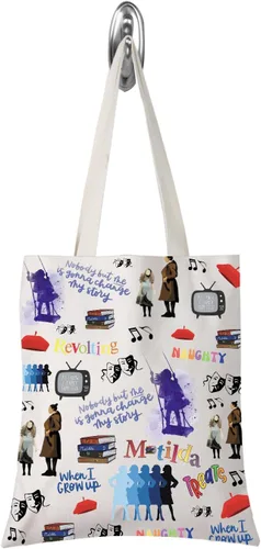 Miniatura 8 de TSOTMO Televisión Regalo Comedia Tragedia Máscara Teatro Drama Bolsa Regalos Actriz Bolsa Cremallera Bolsa Amante Musical, Beige, Blk-matilda