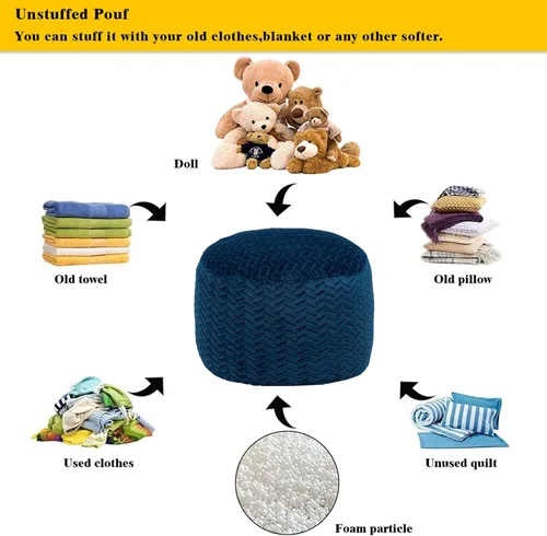 Miniatura 8 de Asuprui Puf Otomano Redondo Sin Relleno Puf Otomano Sin Relleno Reposapiés de Piel Sintética Suave 20x20x12 Pulgadas Silla Mullida Puf de Suelo
