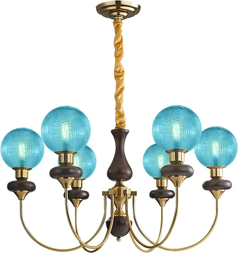 Miniatura 10 de Candelabro de globo de cristal verde con 6 luces, lámpara colgante moderna de mediados de siglo, lámpara colgante Art Deco para comedor, cocina