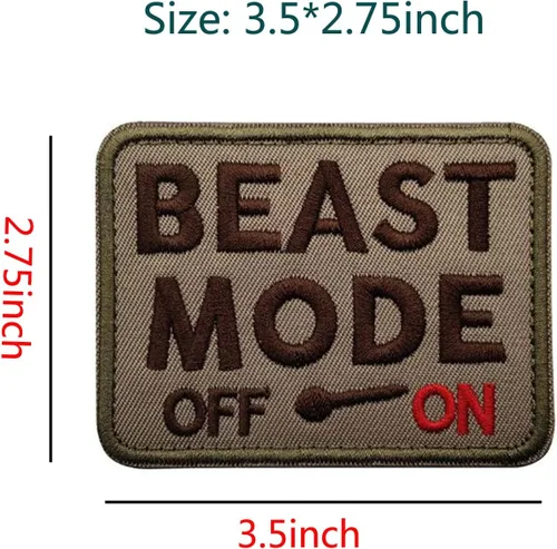 Miniatura 3 de Parches de moral militar, modo bestia en insignias bordadas, emblema táctico decorativo de gancho y bucle para chaqueta, ropa, bolso, zapatos