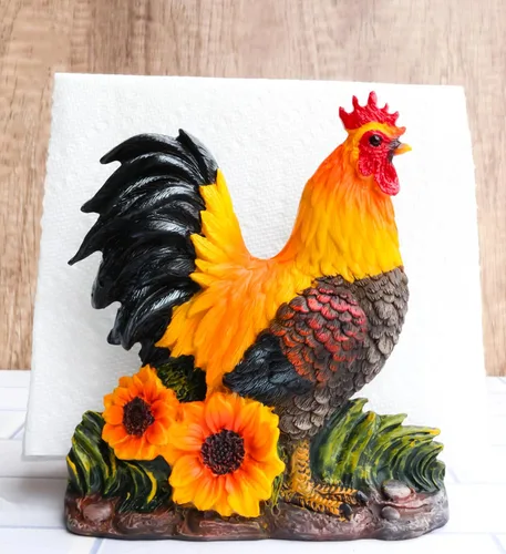 Miniatura 8 de Ebros Gift Farm Morning Crow Rooster - Servilletero para cena, 6 pulgadas de alto, mesa occidental rústica, centro de mesa decorativa de pollos