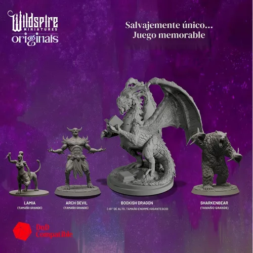 Miniatura 3 de Wildspire Fantasy Monsters & Bookish Dragon for DND Miniatures Unpainted Bulk 28mm-32mm Dungeons & Dragons Minis Pathfinder Figures Fantasy