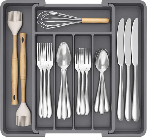 Miniatura 13 de Lifewit Organizador de cajones de cubiertos, bandeja expandible para utensilios de cocina, soporte para vajilla y cubiertos libre de BPA