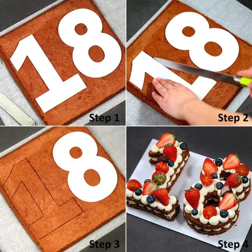 Miniatura 5 de Rolin Roly 9 plantillas de números para tartas de 0 a 8, 12 pulgadas, plantillas de plástico grandes, moldes de plantillas de decoración digital