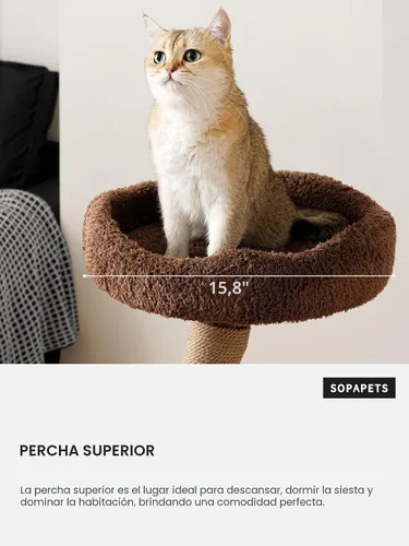 Miniatura 3 de Árbol de Gato de 40 Pulgadas de Alto en Madera Sólida Moderna para Gatos Grandes y Adultos de Interior, Robusto Condo para Gatos con Poste