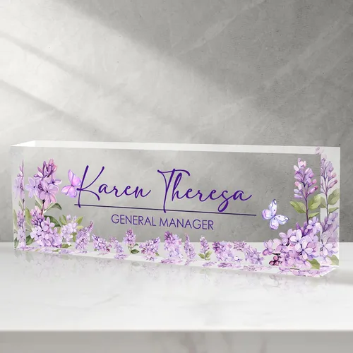 Miniatura 11 de Placa de identificación personalizada para escritorio - Accesorio de acrílico (Orquídea mariposa rosa)
