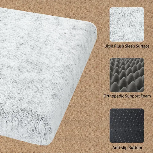 Miniatura 3 de Cama para perro, almohadilla para jaula de perro con funda extraíble lavable para mascotas, parte inferior antideslizante, camas ortopédicas Gris