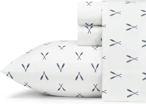 Miniatura 35 de Eddie Bauer - Sábanas tamaño Queen, juego de ropa de cama de percal de algodón, decoración del hogar crujiente y fresca (Canoe Lake Paddle, Queen)