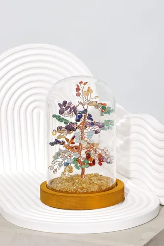 Miniatura 8 de Árbol de la vida de cristal curativo de 7 chakras hecho a mano para decoración del hogar y la oficina, árbol bonsái de dinero Feng Shui
