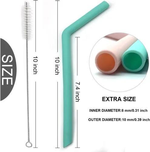 Miniatura 2 de Senneny Juego de 12 pajitas de silicona para beber de 30 y 20 onzas, popotes de silicona reutilizables, sin BPA, extra largas con cepillos