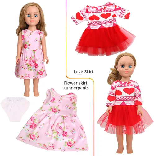 Miniatura 5 de MSYO 10 piezas de ropa de muñeca, ropa de muñeca de 18 pulgadas, ropa de muñeca de bebé, para muñecas de 16 a 18 pulgadas, vestidos florales