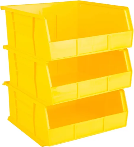 Miniatura 24 de Hudson Exchange - Contenedores apilables de plástico de 11 x 11 x 5 pulgadas y contenedores para colgar (color amarillo, 1 unidad)