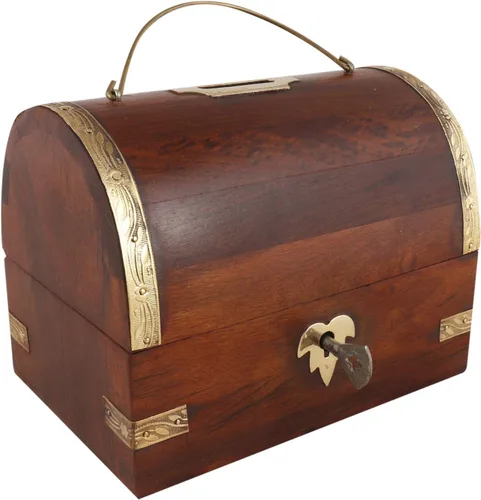 Caja de dinero de madera hecha a mano para niños, adultos, niños, niñas con cerradura, alcancía de madera de gran tamaño, caja de ahorro, caja de