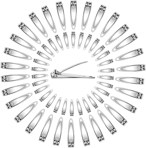 Juego de cortaúñas de 120 piezas, cortaúñas planas de acero inoxidable, manicura, pedicura, resistente, plateado, pequeño, recortador, portátil, a