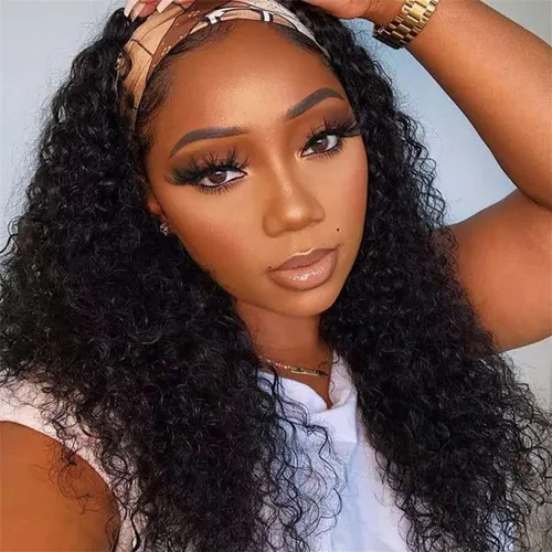 Miniatura 18 de Aiterina Peluca con Diadema de Cabello Humano Ombre con Mechas Rizado Peluca de Cabello Humano Pelugas con Diadema para Mujeres Negras Sin Encaje