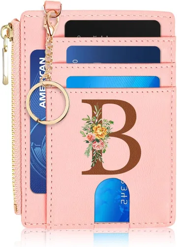 Miniatura 10 de Tarjetero para mujer minimalista y delgado con bolsillo frontal, bloqueo RFID, cartera compacta con ventana para identificación y bolsillo
