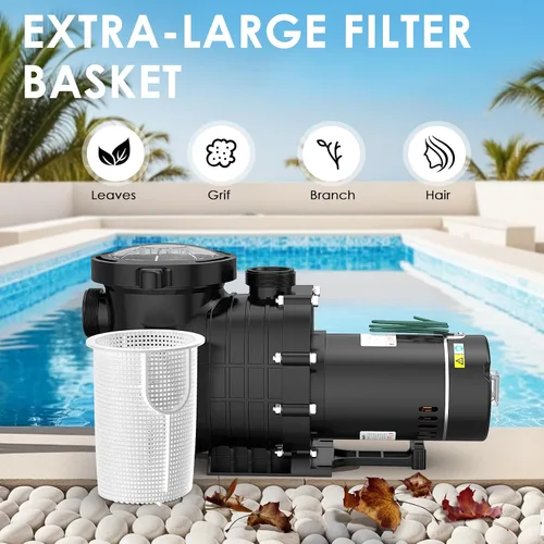 Miniatura 3 de Seeutek Bomba de piscina de 2.0 HP sobre el suelo y el suelo, potentes bombas de piscina autorecortables de 6900 GPH con cesta de filtro de colador