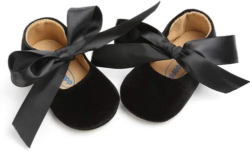 Zapatos planos Mary Jane para bebés niñas, suela de goma antideslizante, con lazo, zapatos de vestir de princesa para niñas pequeñas