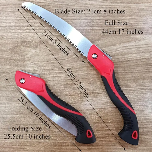 Miniatura 2 de Sierra de poda resistente de 8 pulgadas, sierra de mano plegable con hoja curvada SK5, dientes de afeitar de triple corte utilizados para árboles