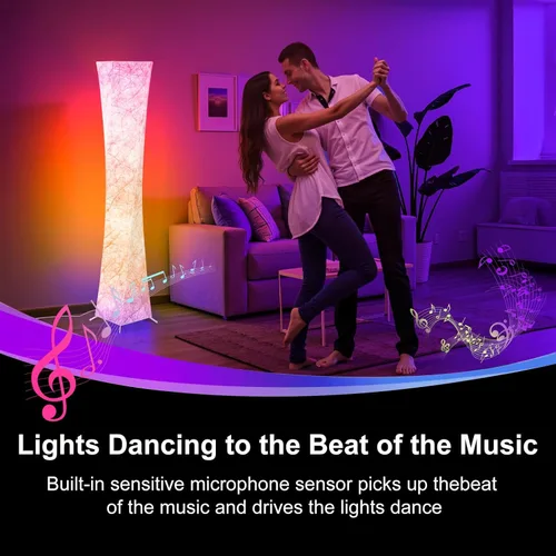Miniatura 5 de WORLD WIN Lámpara de pie, lámpara de esquina LED RGB inteligente de 61'' con sincronización de música y 16 millones de colores DIY, 3 temperaturas