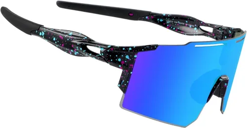 OULAIQI Gafas de sol de ciclismo, polarizadas, para hombres y mujeres, con 1 lente o 3 lentes intercambiables, gafas de béisbol