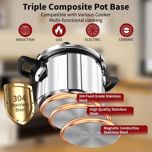 Miniatura 6 de Olla a presión de acero inoxidable de 12.68 cuartos de galón, olla a presión jumbo de gran capacidad, grado comercial, resistente, lista