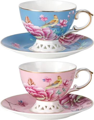 Miniatura 22 de KAMMAK Juego de 2 tazas de té y platillos, tazas de café de porcelana fina, tazas de café expreso apilables, demitasse de cerámica para café