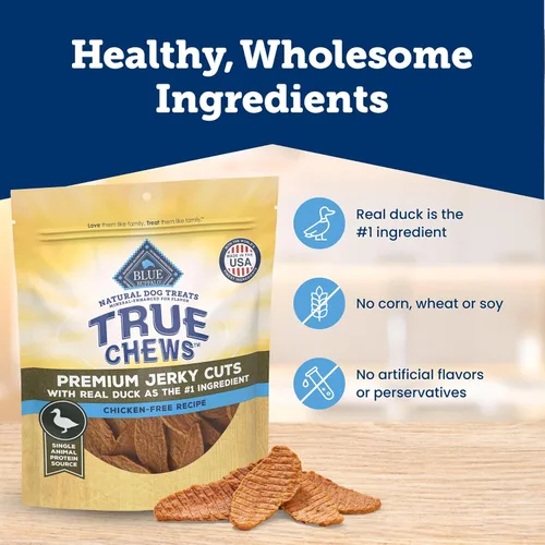 Miniatura 7 de Blue Buffalo True Chews Premium Jerky Cuts - Golosinas para perros, fabricadas en los Estados Unidos con ingredientes naturales, pollo y pato, bolsa