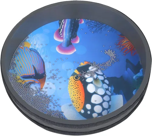Miniatura 4 de Ocean Drum Instrumento musical de percusión de mano, instrumento musical de madera, con cuentas onduladas de sonido de mar con patrón de peces