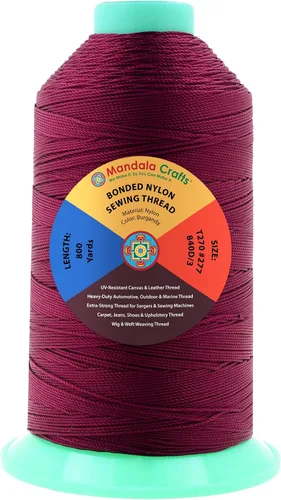 Miniatura 83 de Mandala Crafts - Hilo de nailon para coser cuero, tapicería, mezclilla y para trenzar el pelo; resistente, 1500 yardas, tamaño 69 T70 Marrón
