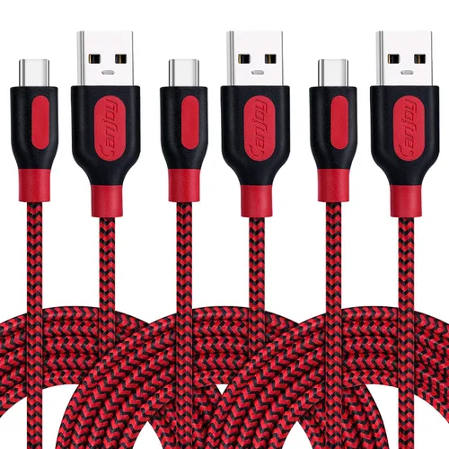 Miniatura 10 de Canjoy Cable USB tipo C, paquete de 3 cargadores trenzados tipo C de 10 pies, cable de carga rápida compatible con Samsung Galaxy S10 S10+ S10e S8