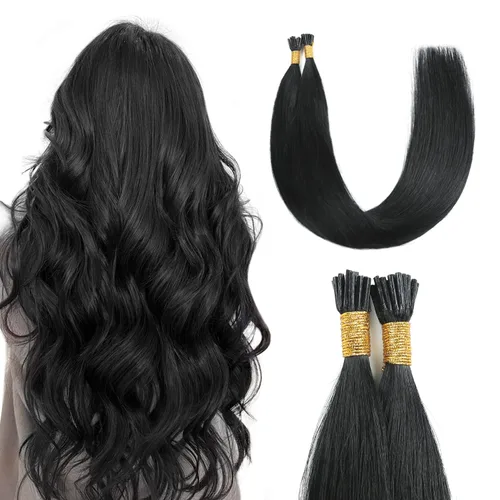 Miniatura 11 de Sunya Extensiones de cabello humano con punta en I Tip, 1.76 oz, 50 mechones por paquete, extensiones de cabello con queratina previamente unidas