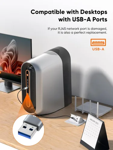 Miniatura 6 de CableCreation Cable USB a Ethernet de 3.3 pies, cable de red LAN de Internet USB a RJ45, Gigabit conectado directamente, compatible con laptop, PC