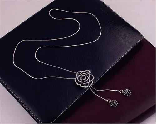 Miniatura 5 de Cathercing - Collar de cadena ajustable, larga y elegante con dije de diamantes de imitación, joyería única para mujeres y niñas
