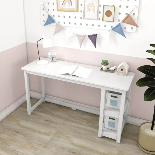 Miniatura 8 de Max & Lily Escritorio de madera maciza con estantes, 47 pulgadas, azul