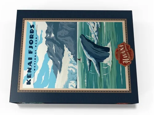 Miniatura 10 de MyPuzzle Parque Nacional de los Fiordos Kenai - Refugio de ballenas en la naturaleza, póster de viaje vintage, rompecabezas premium de 100 piezas